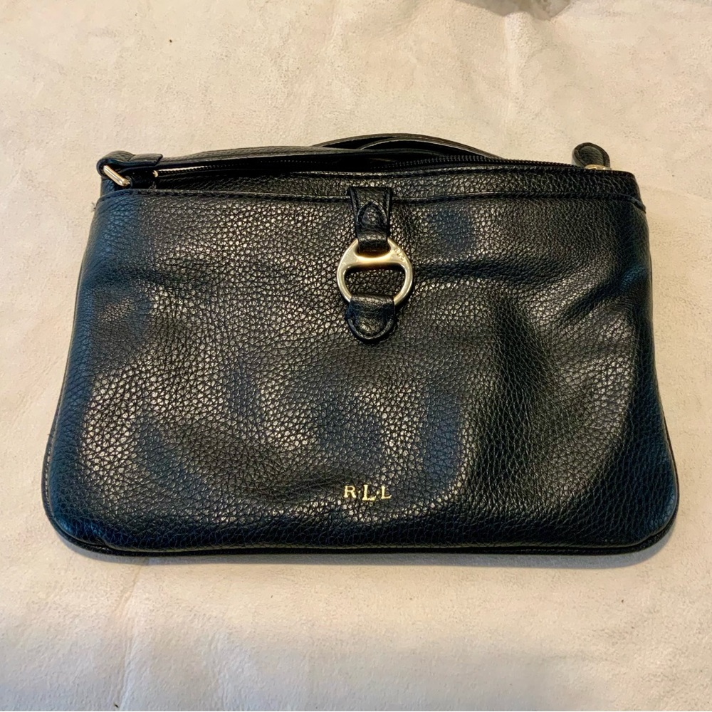 Lauren‎ Ralph Black Leather Crossbody Purse